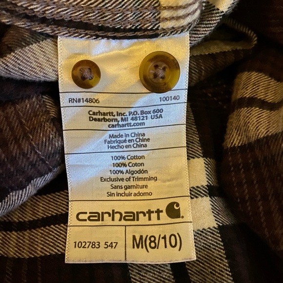 Carhartt long sleeves button down, hooded flannel shirt, like new, medium size - Picture 12 of 14